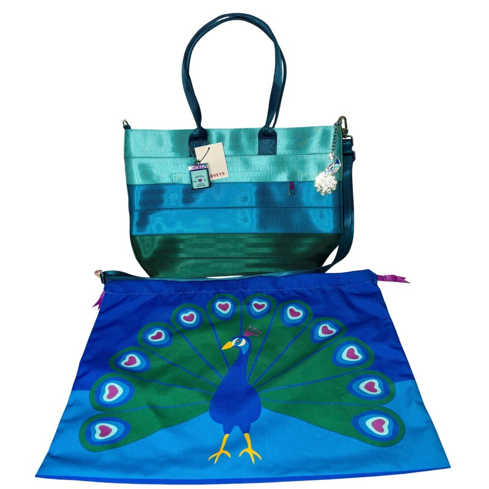 Harveys Peacock Medium Streamline Tote Legacy Collection With Dust Bag NWT